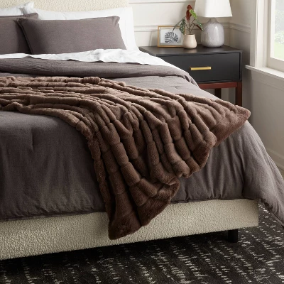 55"x80" Faux Fur Ribbed Bed Throw - Threshold™ 3 55"x80" Faux Fur Ribbed Bed Throw - Threshold™
