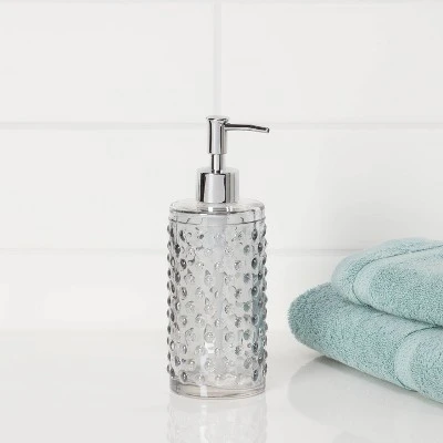 Hobnail Glass With Plastic Pump Soap/Lotion Dispenser Gray Tint - Threshold™ 3 Hobnail Glass With Plastic Pump Soap/Lotion Dispenser Gray Tint - Threshold™