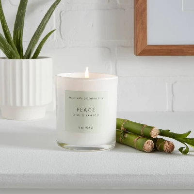 Wood Lidded Glass Wellness Peace Candle - Threshold™ 3 Wood Lidded Glass Wellness Peace Candle - Threshold™