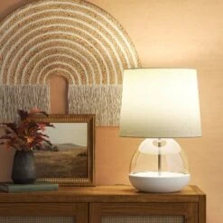 Glass Mixed Material Table Lamp Gray (Includes LED Light Bulb) - Threshold™ -Threshold GUEST c61209d4 19c3 4080 be43 84ce6b82f232