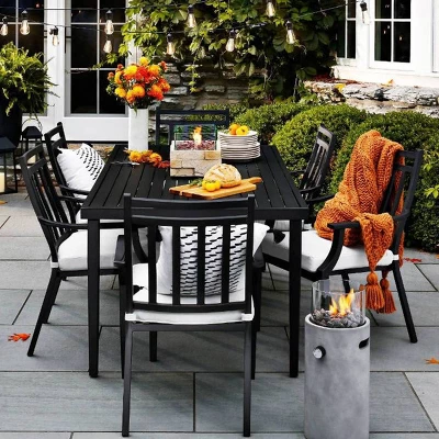 Fairmont Rectangle Steel Patio Dining Table, Outdoor Furniture - Black - Threshold™ 9 Fairmont Rectangle Steel Patio Dining Table, Outdoor Furniture - Black - Threshold™ - Image 7