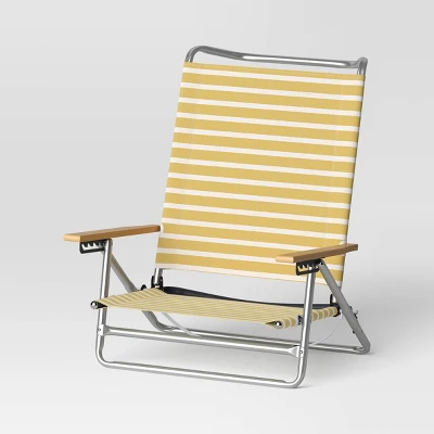 5 Position Beach Chair With Aluminum Frame & Wood Arms - Threshold™ 11 5 Position Beach Chair With Aluminum Frame & Wood Arms - Threshold™ - Image 9