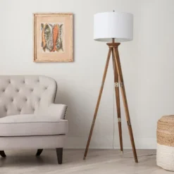 Oak Wood Tripod Floor Lamp Dark Brown - Threshold™ -Threshold GUEST d3917c30 06bc 4e53 8f5b 79284decaeb6