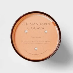 Colored Vase Glass With Dustcover Mandarin & Guava Candle Orange - Threshold™ -Threshold GUEST d3b0111f a038 45b0 94b7 4c6c85a435e3