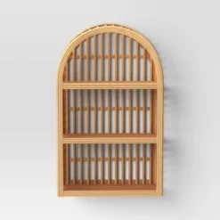 12" X 20" Wood And Rattan Wall Shelf Natural - Threshold™ -Threshold GUEST d666d15c c305 456b b7f2 ddd5f652095b