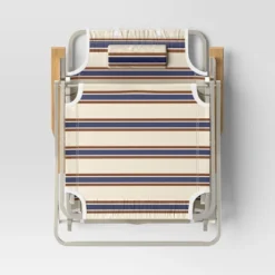 Striped Aluminum Beach Lounger With Wood Arms - Threshold™ 11 Striped Aluminum Beach Lounger With Wood Arms - Threshold™ -Threshold GUEST d7a29a5f 36d6 4e20 946f 19c9e2c0afc7