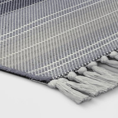 5' X 7' Striped Tapestry Outdoor Rug Gray - Threshold™ 4 5' X 7' Striped Tapestry Outdoor Rug Gray - Threshold™ - Image 2
