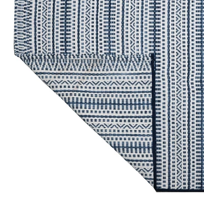 Pattern Stripe Outdoor Rug Blue - Threshold 4 Pattern Stripe Outdoor Rug Blue - Threshold - Image 2