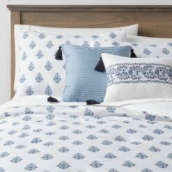 5pc Block Print With Border Comforter Bedding Set White/Blue - Threshold™ 15 5pc Block Print With Border Comforter Bedding Set White/Blue - Threshold™ -Threshold GUEST ddc8a001 aa3a 4790 aed4 861077adb88d