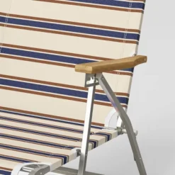Striped Aluminum Beach Lounger With Wood Arms - Threshold™ 12 Striped Aluminum Beach Lounger With Wood Arms - Threshold™ -Threshold GUEST df789a71 0257 4fd1 9821 4102e7b5fb20