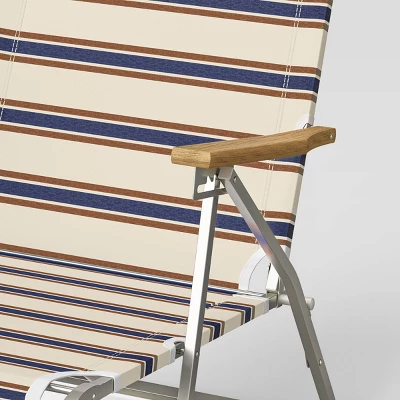 Striped Aluminum Beach Lounger With Wood Arms - Threshold™ 7 Striped Aluminum Beach Lounger With Wood Arms - Threshold™ - Image 5
