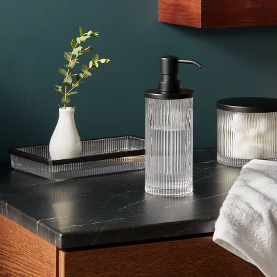 Ribbed Glass Soap Pump Black - Threshold™ 3 Ribbed Glass Soap Pump Black - Threshold™