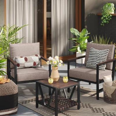 Oak Park 3pc Patio Chat Set - Threshold™ 3 Oak Park 3pc Patio Chat Set - Threshold™