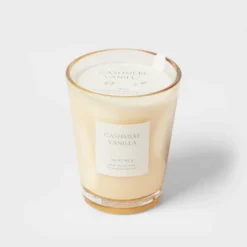 Colored Vase Glass With Dustcover Cashmere Vanilla Candle Ivory - Threshold™ -Threshold GUEST eb6587ba 8479 44af a170 8ca882422432