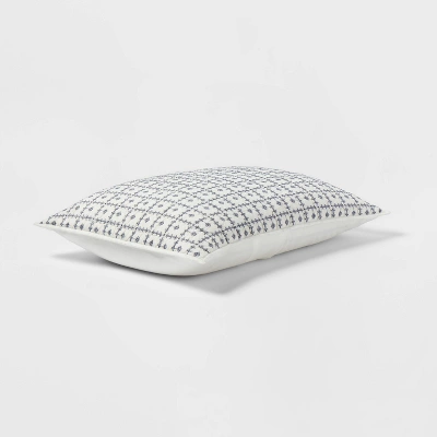 Embroidered Grid Sham Blue - Threshold 4 Embroidered Grid Sham Blue - Threshold - Image 2
