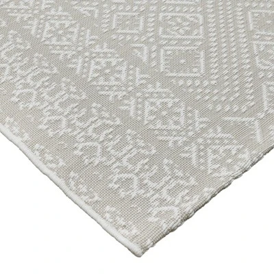 5' X 7' Double Diamond Outdoor Rug Silver - Threshold™ 5 5' X 7' Double Diamond Outdoor Rug Silver - Threshold™ - Image 3