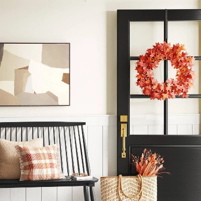 30" X 24" Abstract Framed Canvas Tan - Threshold™ 3 30" X 24" Abstract Framed Canvas Tan - Threshold™