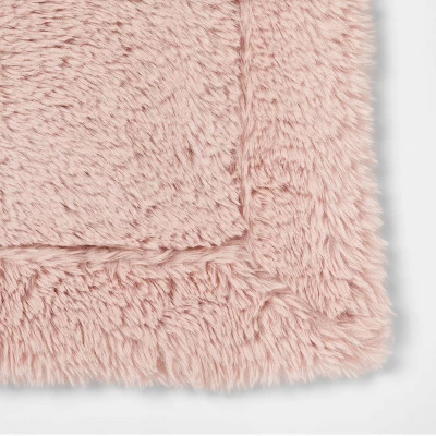 Long Faux Fur Throw Blanket Blush - Threshold™ 6 Long Faux Fur Throw Blanket Blush - Threshold™ - Image 4