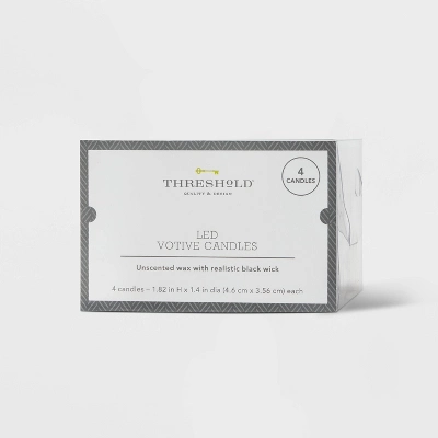 4pk LED Votive Flameless Black Wick Candle White - Threshold™ 4 4pk LED Votive Flameless Black Wick Candle White - Threshold™ - Image 2