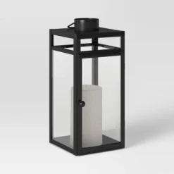 24" X 8" Decorative Metal Lantern Candle Holder Black - Threshold™ -Threshold GUEST f7a37f39 b593 42a1 9146 273a97636d2a