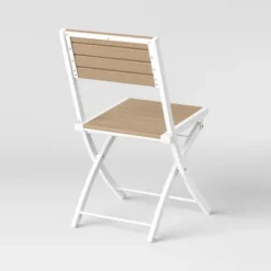 Bryant 4pk Faux Wood Folding Patio Bistro Chairs - White/Light Wood - Threshold™ -Threshold GUEST ff0c02ae c0b7 4249 800c e541509c2011